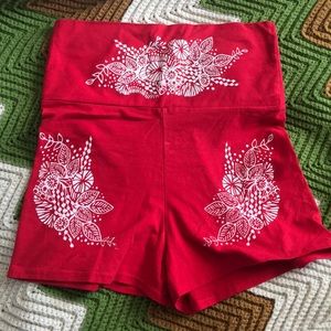 Simka Sol printed high waisted red shorts